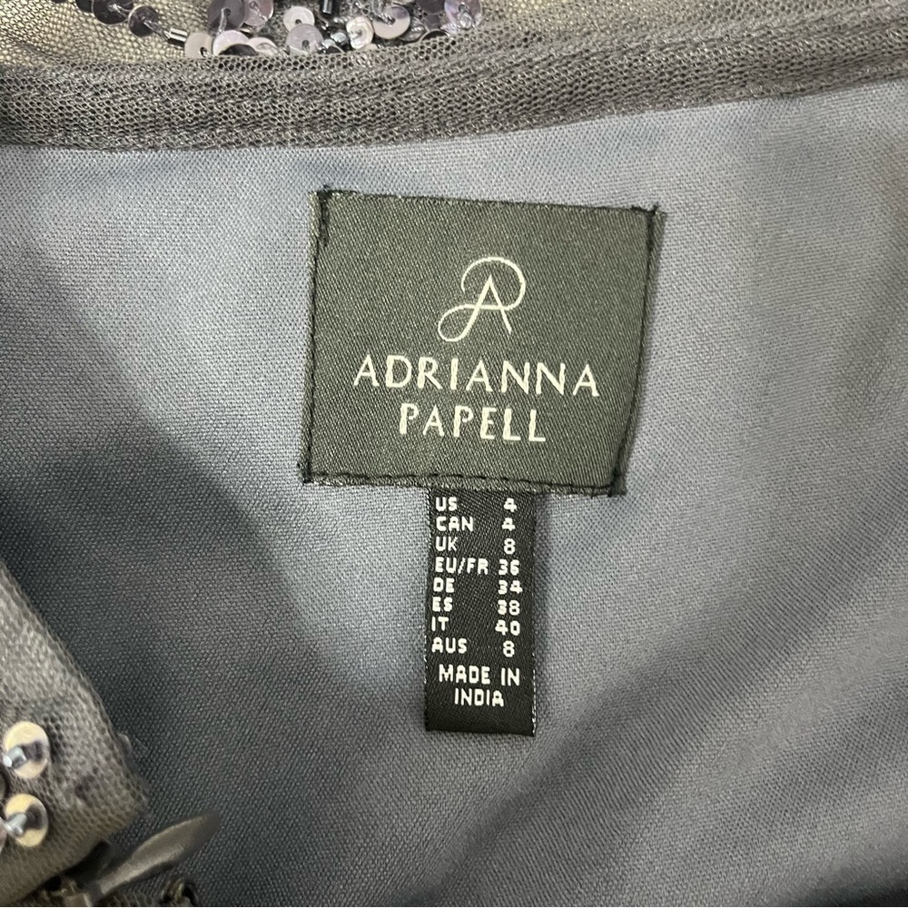 Adrianna Papell One Shoulder Beaded Dress Gray Size 4 Wedding Mother Of Bride - Picture 8 of 11